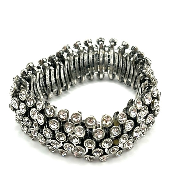 Vintage Silver and Rhinestone Bracelet - Picture 9 of 12